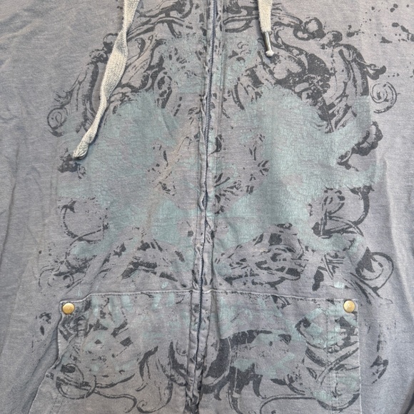 Burnside Fullzip Hoodie Mens Size Large Gray Large Graphic Pockets 100% Cotton - Picture 5 of 9
